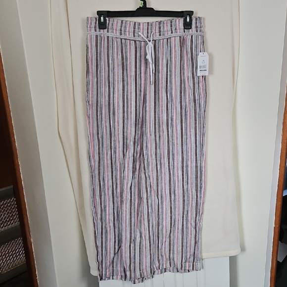 Time and Tru Pants - Striped Wide-Leg Pants with Drawstring